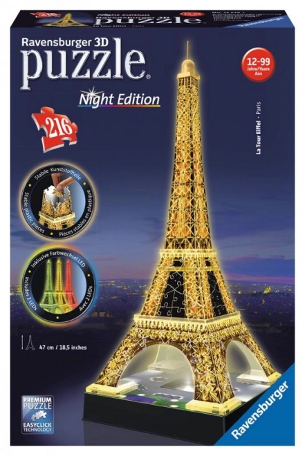 3D-Puzzle 216 Teile Eiffelturm bei Nacht