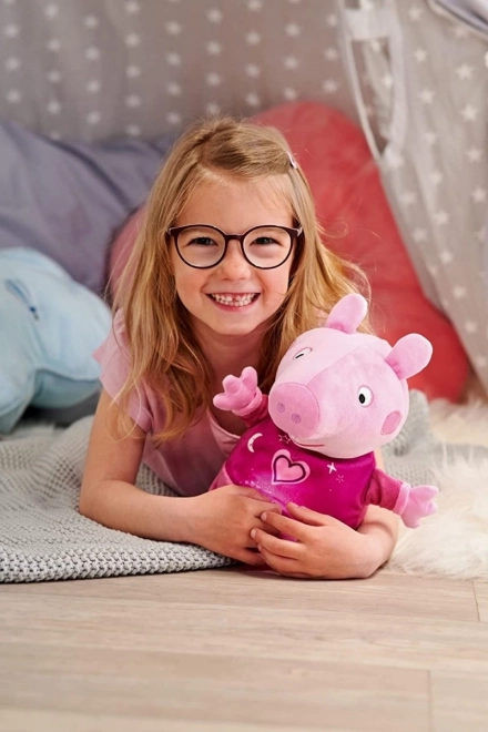 Peppa Pig 2-in-1 Kuscheltier mit Schlaflied und Licht, rosa, 25 cm