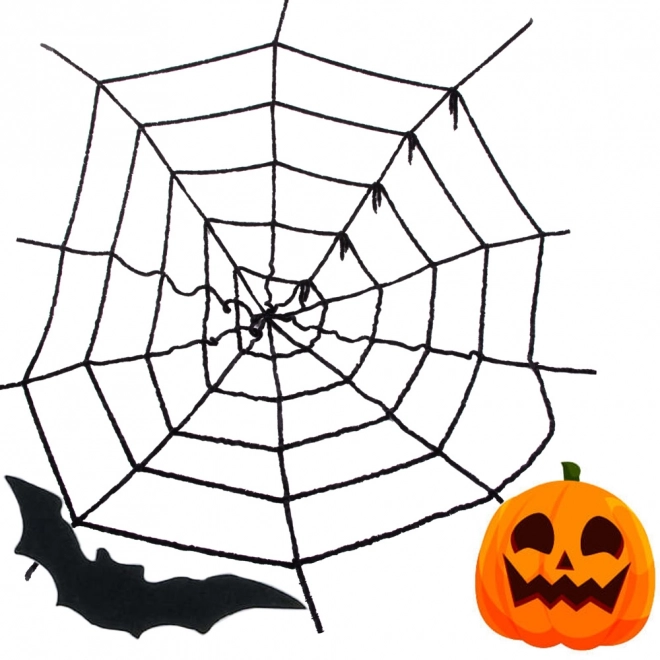 Großes schwarzes Halloween Spinnennetz Dekoration