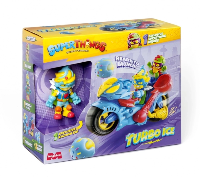 Superthings Spielfigur Superschnelles Motorrad Turbo Ice