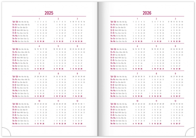 Notique Wochenkalender Aprint 2025 Rot