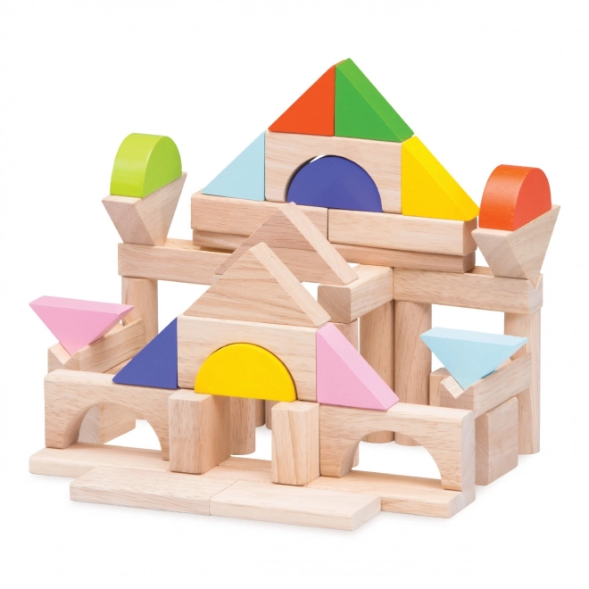 Spielset aus natürlichen Holzbausteinen