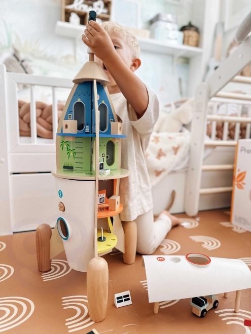 Klassische Welt Holzrakete Kinderhaus mit Figuren