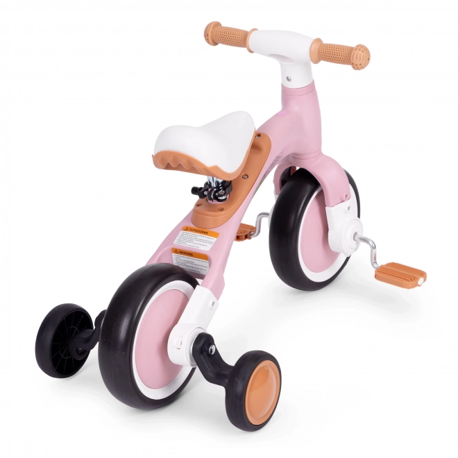 Kinderrad mit Pedalen und Stützrädern 3in1 Pink