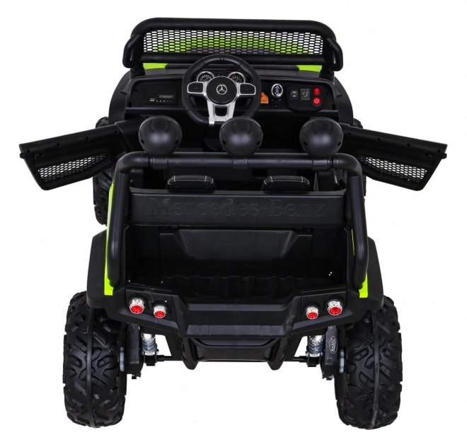 Mercedes Benz Unimog für Kinder Grün + Antrieb 4x4 + Fernsteuerung + Kofferraum + langsamer Start + MP3 LED