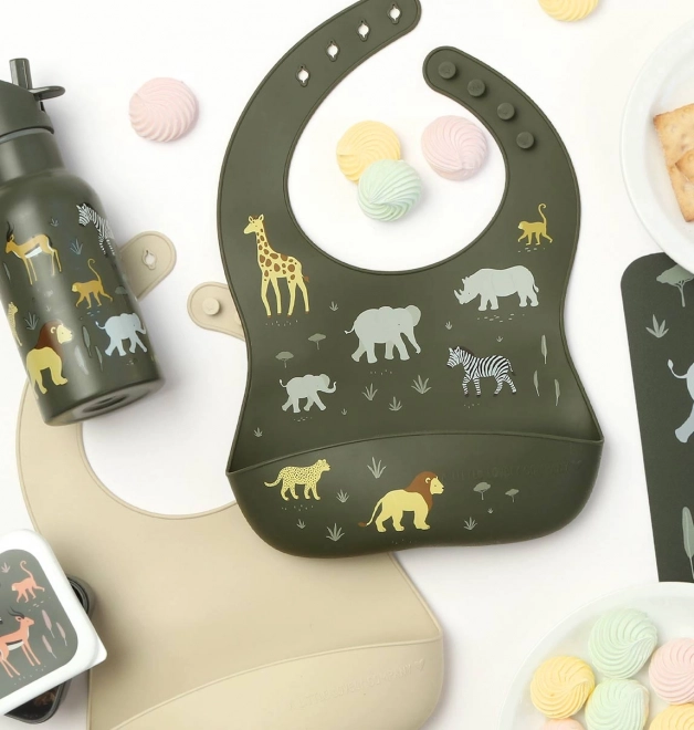 Silikon-Lätzchen für Kinder mit Schmetterlingsmotiv – Tiere der Savanne