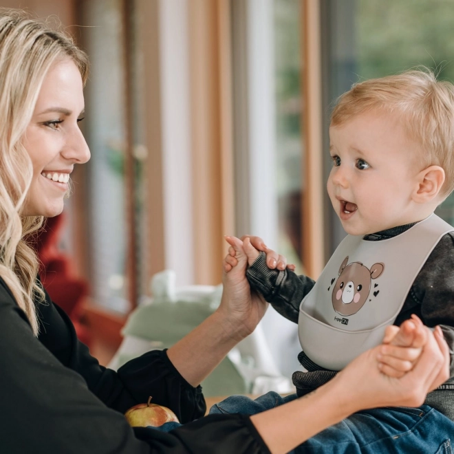 FreeON Silikon Lätzchen Bär grau