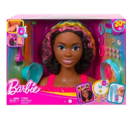 Barbie Styling Kopf Neon Regenbogen Locken