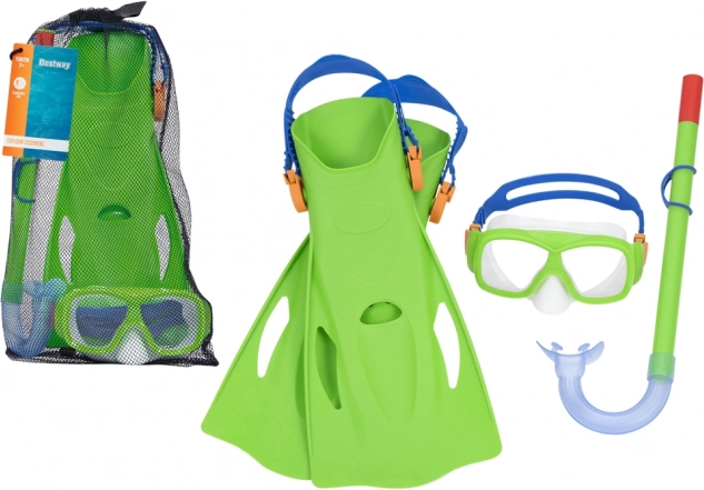Bestway Tauchset Maske, Schnorchel und Flossen – Grün