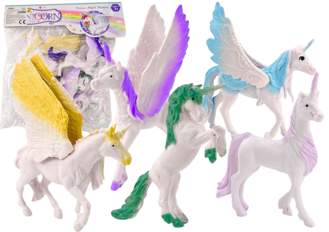 Set Einhorn Pegasus Figuren mit Magischen Flügeln - 6-teilig