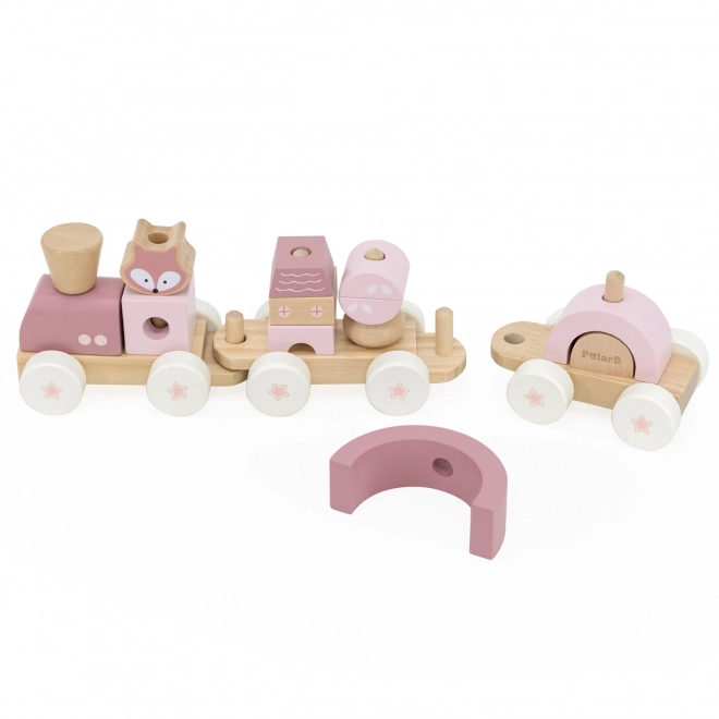 Viga Polarb rosa Eisenbahn mit Waggons und Bausteinen