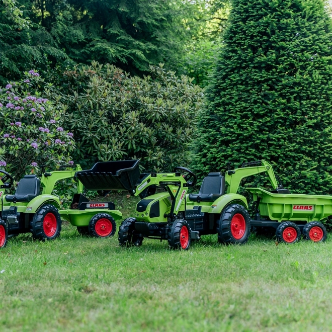 Pedaltraktor Claas Atiom 430 grün mit Vorder- und Rückschaufel