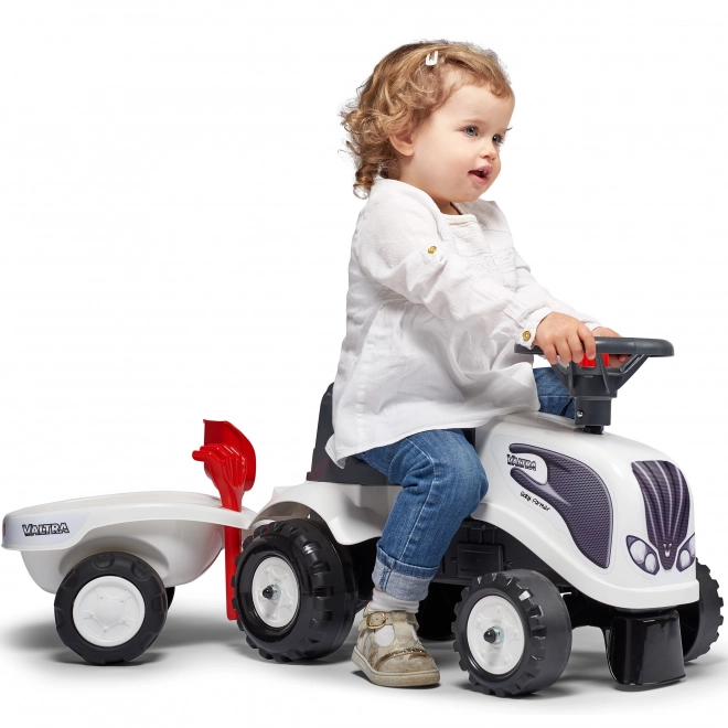 Baby-Traktor Valtra Weiß mit Anhänger und Zubehör