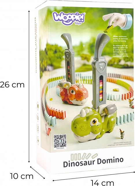 Interaktiver grüner Dinosaurier WOOPIE mit elektrischem Zug und Domino