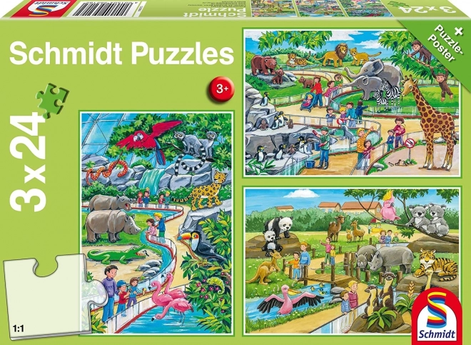 Schmidt Puzzle Gehege im Zoo 3x24 Teile