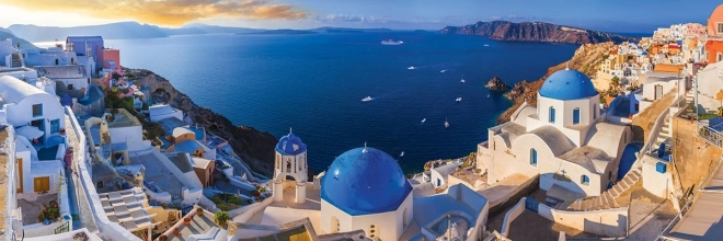 EUROGRAPHICS Panorama-Puzzle 1000 Teile – Santorin, Griechenland (Air Pano)