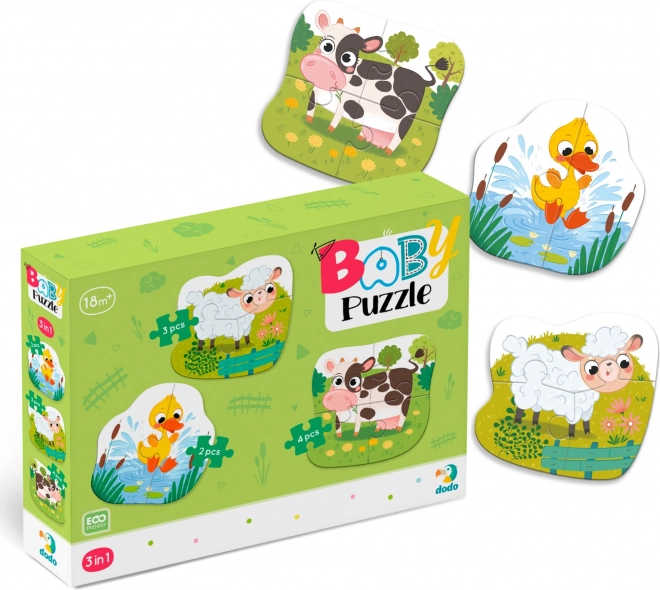 DODO Baby Puzzle Bauernhoftiere 3 in 1 Puzzle