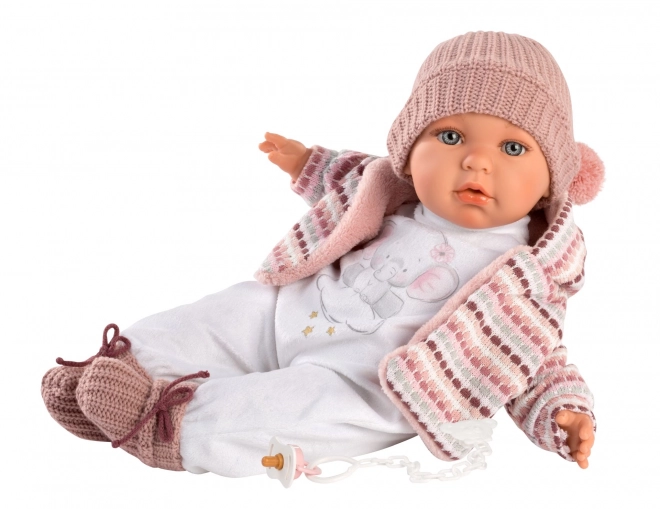 Llorens Baby Julia - Realistische Puppe mit Geräuschen und Weichem Stoffkörper - 42 cm