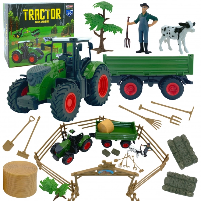 Mini Bauernhof Traktor mit Tieren und Werkzeugen von Woopie