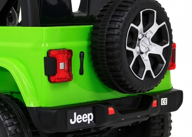 Jeep Wrangler Rubicon Batterie für Kinder Grün + Fernbedienung + MP3 LED Radio + EVA Räder