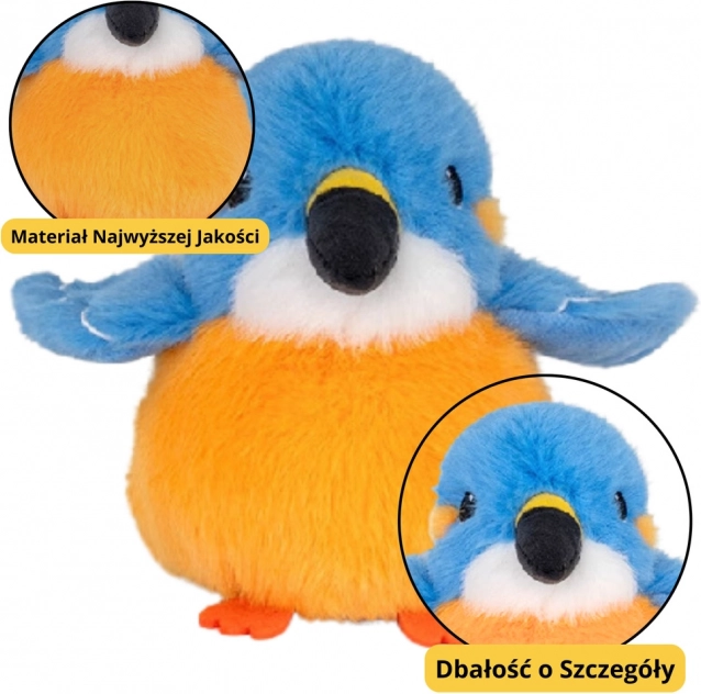 Plüschvogel blau-orange mit Anhänger 12 cm