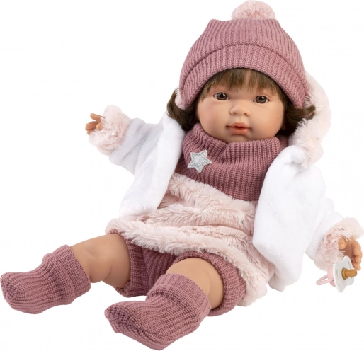 Realistische Puppe Carla mit Geräuschen und weichem Stoffkörper 42 cm