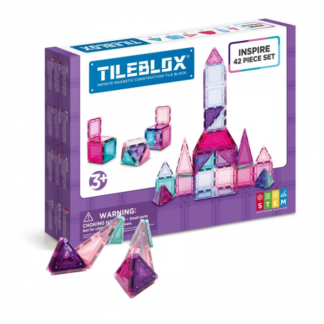 Pastellfarbenes Magnetbaustein-Set Tileblox, 42 Teile