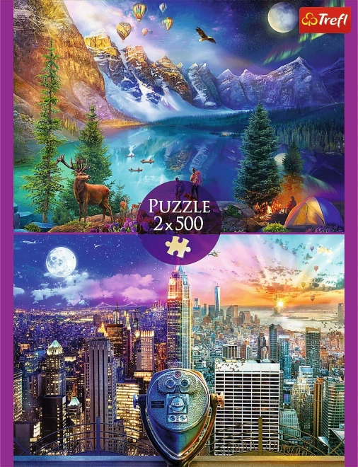 Puzzle 2x500 Reise durch Amerika