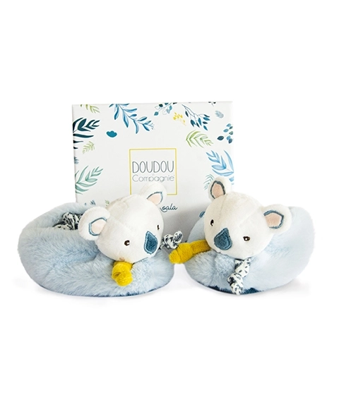 Geschenkset Erste Koala-Schühchen Yoca mit Rasseln 0-6 Monate