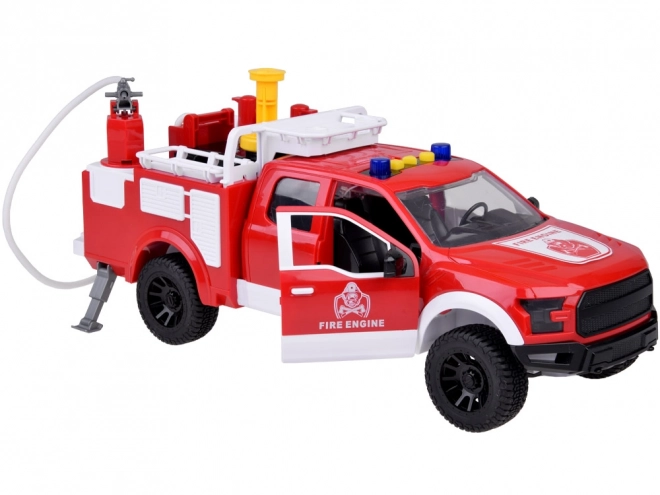 Feuerwehrwagen mit Drehschlauch und Pumpe für Kinder