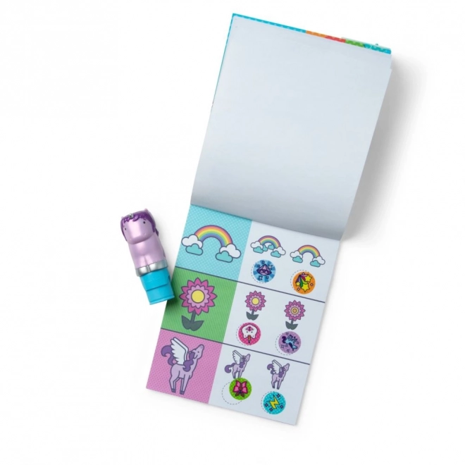 Wow! Aufkleber und Stempel mit lila Einhorn