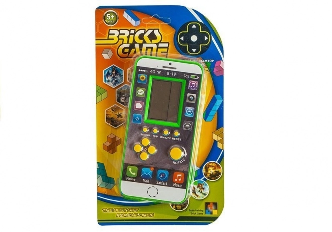 Elektronisches Spiel in Form eines grünen Mobiltelefons