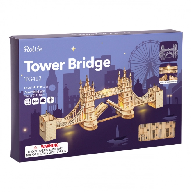 Holzpuzzle 3D Tower Bridge mit Beleuchtung