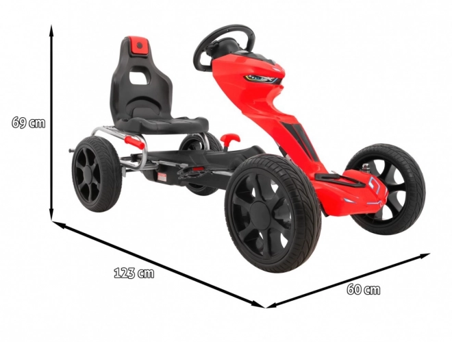 Grand Ride Tret-Gokart für Kinder 3+ Rot + EVA Räder + Verstellbarer Sitz + Handbremse