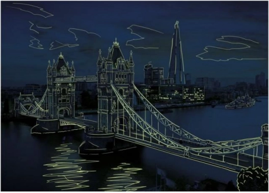 Neonpuzzle Dämmerung über der Tower Bridge 1000 Teile
