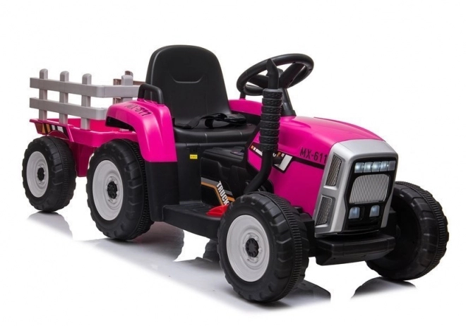 Traktor auf Akku mit Anhänger Rosa