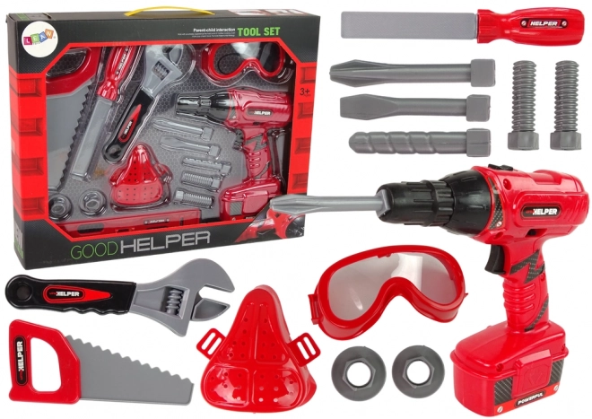 Werkzeug-Set für Kinder mit Bohrmaschine und Schutzbrille
