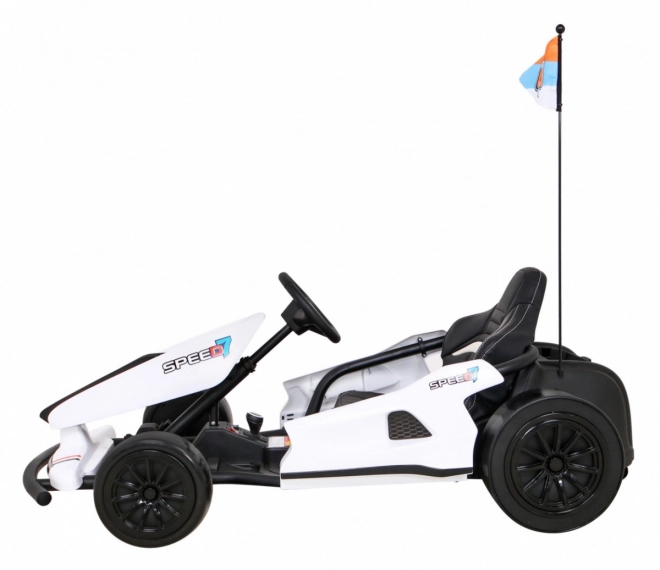 Speed 7 Drift King Batterie-Kart für Kinder Weiß + Drift-Funktion + Sportsitz + 2 Geschwindigkeiten + EVA