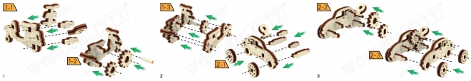 Hölzernes 3D-Puzzle Mini-Set Widgets: Historische Fahrzeuge