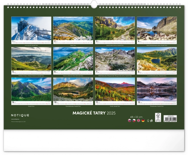 Notique Wandkalender Magische Tatra 2025, 48 x 33 cm