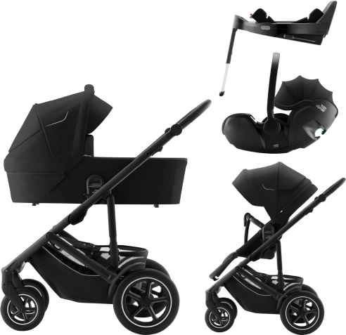 Set Kinderwagen Smile 5Z + Babywanne + Autositz Baby-Safe PRO + Vario Base 5Z Classic, Space Black