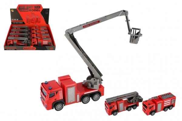 Rückziehauto Feuerwehr Plastik 14 cm