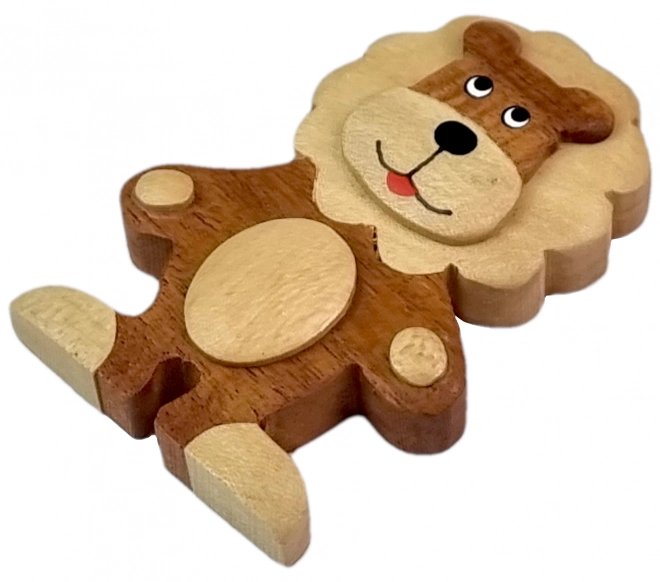 Große Holzmagnetfigur Löwe stehend