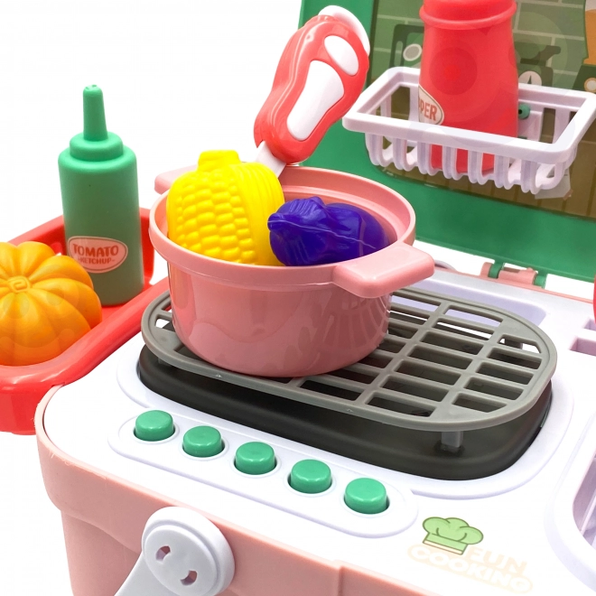 Woopie Tragbare Kinderküche im Korb 30-teilig