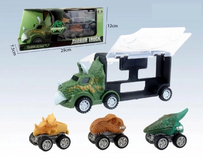 Dinosaurier-LKW mit 3 kleinen Autos