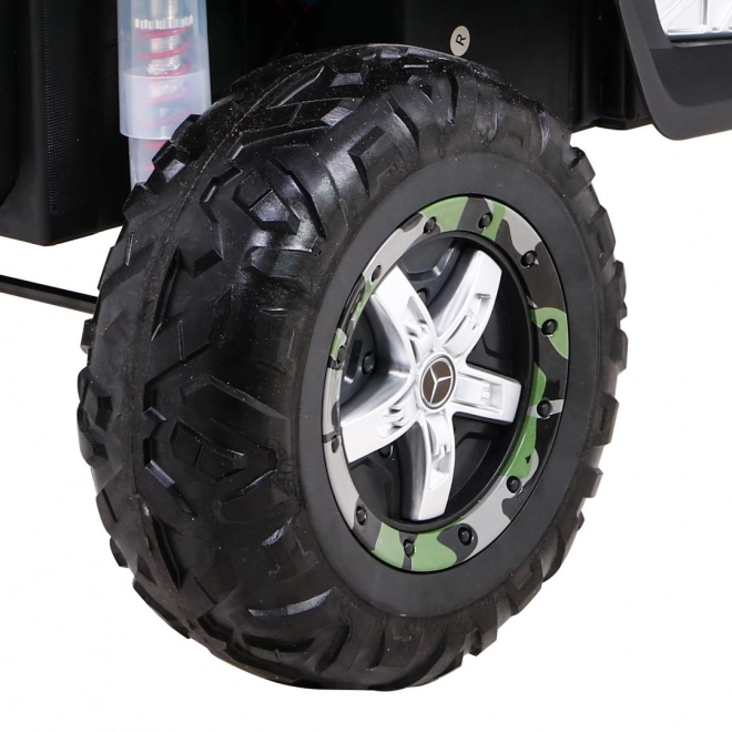 Mercedes Benz Unimog für Kinder Farbe Moro + 4x4 + Fernsteuerung + Gepäckträger + kostenloses Starten + Radio MP3 + LED-Diode