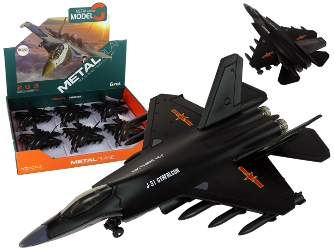 Schwarzes Reibungsmodellflugzeug 1:72
