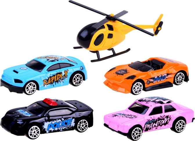 Fahrzeugset und Hubschrauber