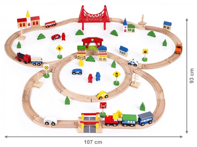 Holzeisenbahn mit Batteriebetrieb 90 Teile von Ecotoys