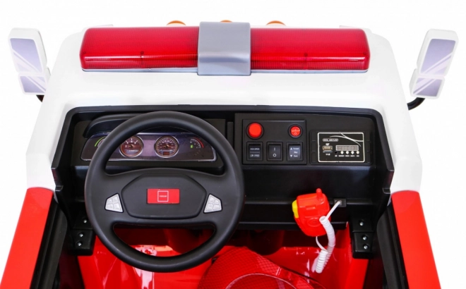 Kinderspielzeug-Feuerwehrauto mit Batterie + Wasserspritze + Megafon + Feuerwehrhahn + Steuerung